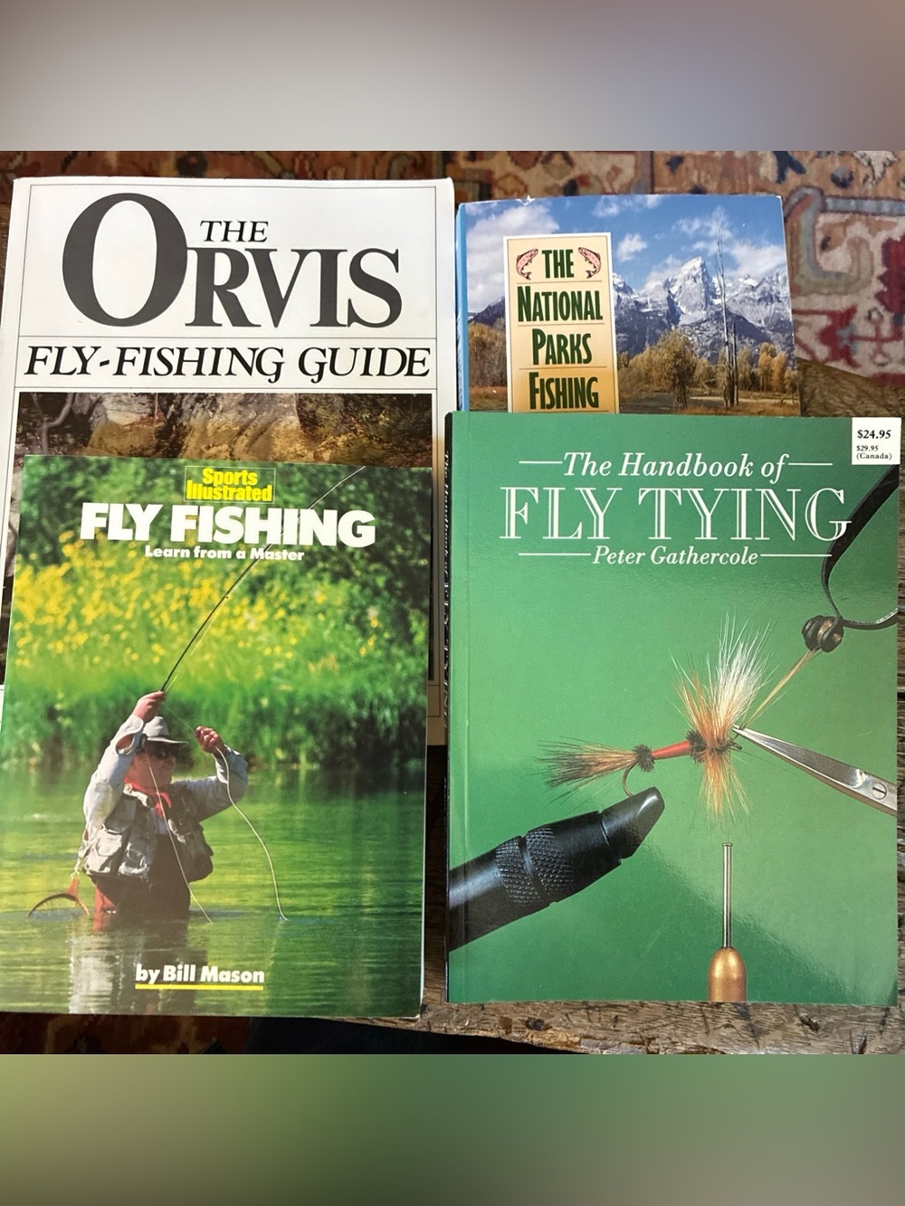 4 Fly Fishing Books Lot - Orvis, Stoeger Fly Tying, Bill Mason, National Parks